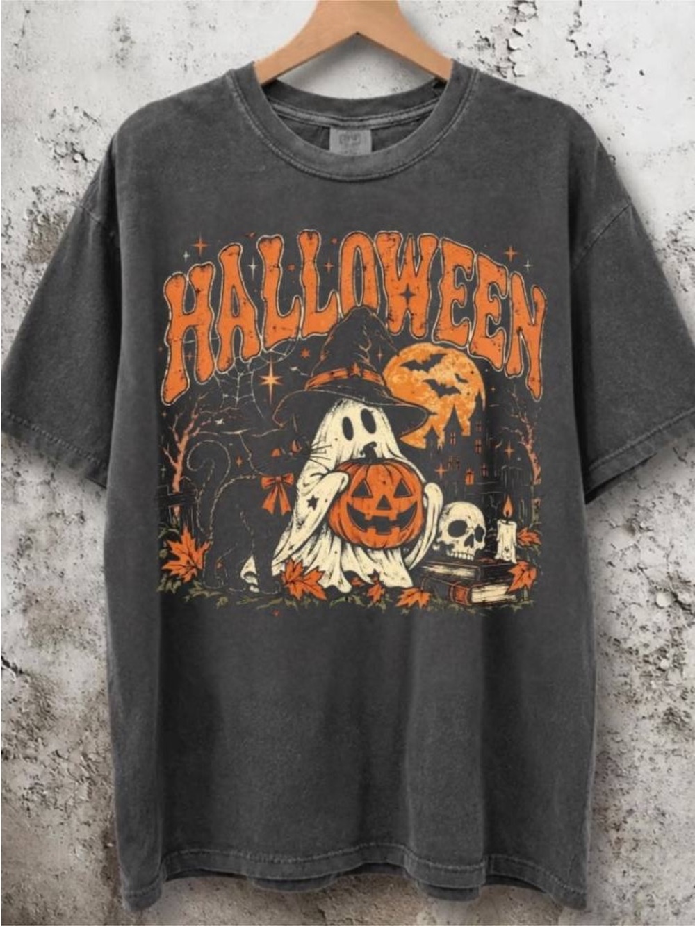Comfort Colors Women's Halloween Ghost Graphic Tee - Pepper and Orange
